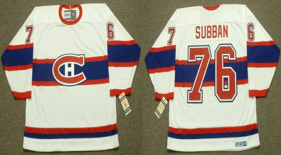 2019 Men Montreal Canadiens #76 Subban White CCM NHL jerseys->montreal canadiens->NHL Jersey